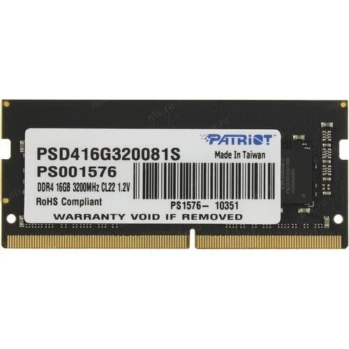 SODIMM DDR4 16GB 3200MHZ PATRIOT (PSD416G320081S) (NEW), фото 1